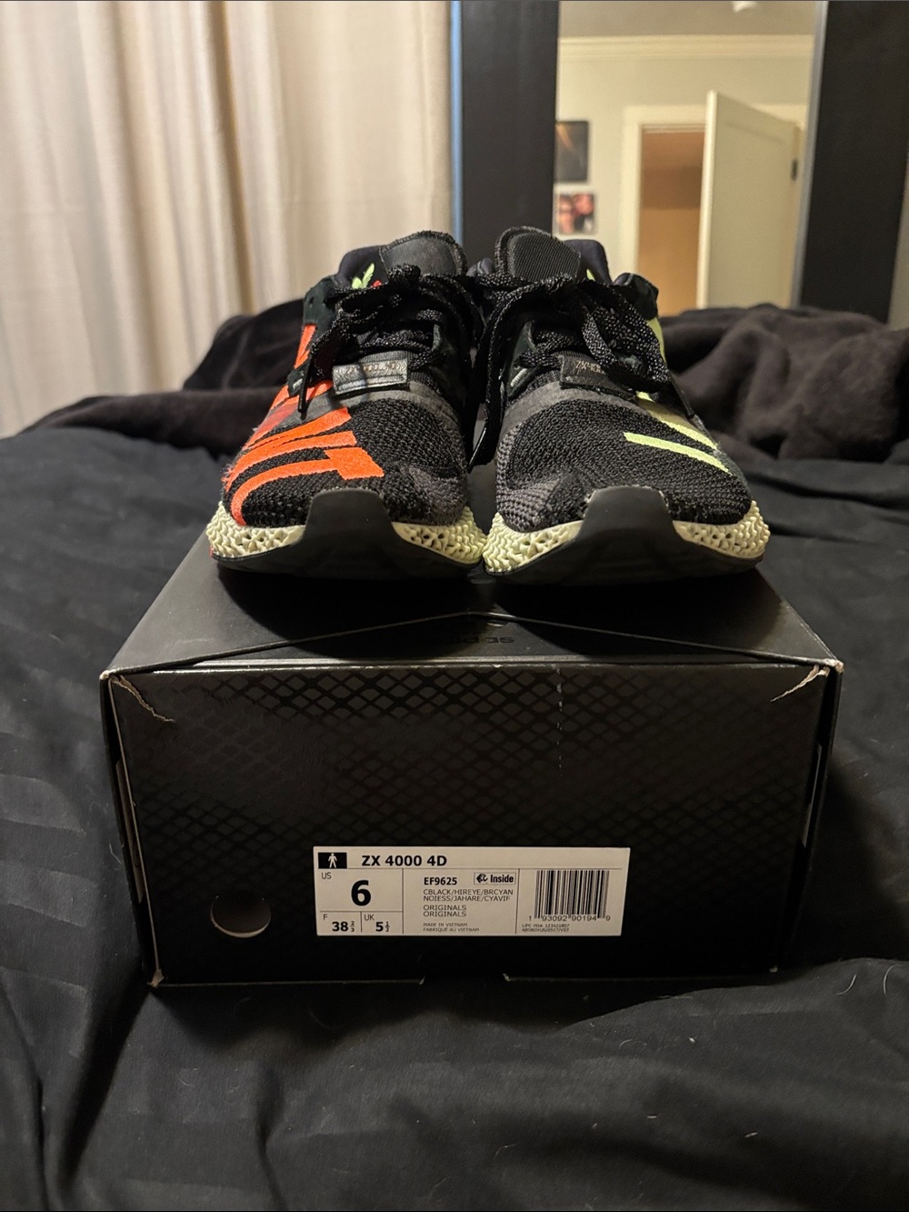 adidas ZX 4000 4D Black with orange & Neon Green Accents